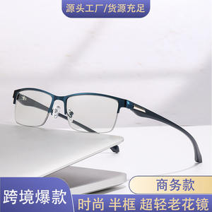 Gafas de lectura con montura semimetálica para hombre, protección contra la luz azul, lentes de PC para personas mayores, estilo empresarial 808 Taizhou - Product Image 5