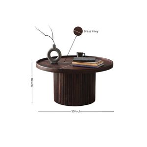 Table console ronde en bois massif de haute qualité, finition noyer, écologique, mobilier haut de gamme pour salon, bureau à domicile, hôtel - Product Image 2