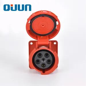 low price red pp explosion proof 5P 63A five pin plug socket for construction materials
