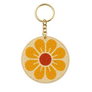 Porte-clés Classique Rond Brodé de Perles Multicolore Unique Motif Fruits Mignons Tressé Fait Main Tendance en Métal Cuivre - Product Image 6