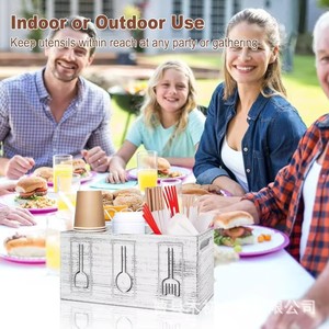 Estante grande de madera para cubiertos, organizador de utensilios de cocina, apto para encimeras, precio mayorista - Product Image 3