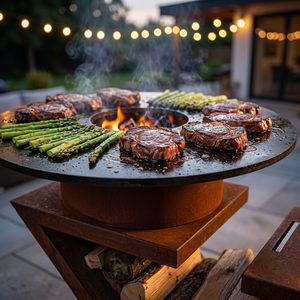 Barbecue rond en acier Corten personnalisé, résistant à la rouille, pour cuisine extérieure, foyer et mobilier de jardin, pour usine - Product Image 5