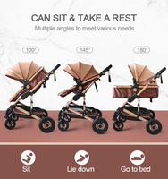 Poussette bébé pliable en lin léger et haut avec grande roue arrière Nouveau modèle de chariot avec fonction amovible