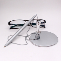 Présentoir de stylo de bureau de nouveauté en métal argenté avec des ensembles de cadeaux promotionnels de logo de 1.0mm