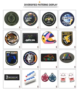 Patches 3D Hook And Loop Backing Label Badge Custom Embossed Brand Logo PVC Rubber Soft PVC Iron-on Backing As Request 7-10 Days