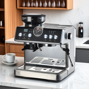 Professional Semi-<b>Automatic</b> Espresso <b>Machine</b> with Built-in Grinder, 20 Bar ULKA Pump & Double Instant Thermoblocks - Product Image 4