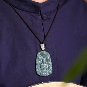 Colgante de Jadeíta Natural Azul Agua con Diseño de Guanyin, Joyería para Hombre y Mujer, Jade al por Mayor GY02 - Product Image 4