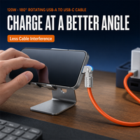 Câble de charge rapide USB-C rotatif pour téléphone portable, tablette et ordinateur portable