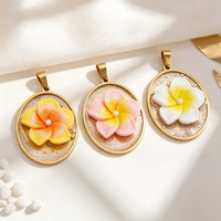 Nouveau style, pendentif en forme de fleur en acier inoxydable plaqué or 18 carats avec diamant blanc, style mignon, unisexe, pour femmes, enfants, collier DIY