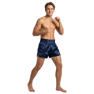 Premium Men's Navy Blue <b>Satin</b> Polyester <b>Boxer</b> Shorts Mid-Rise Silky Smooth Loose Fit with Waist Label No Gi - Product Image 1