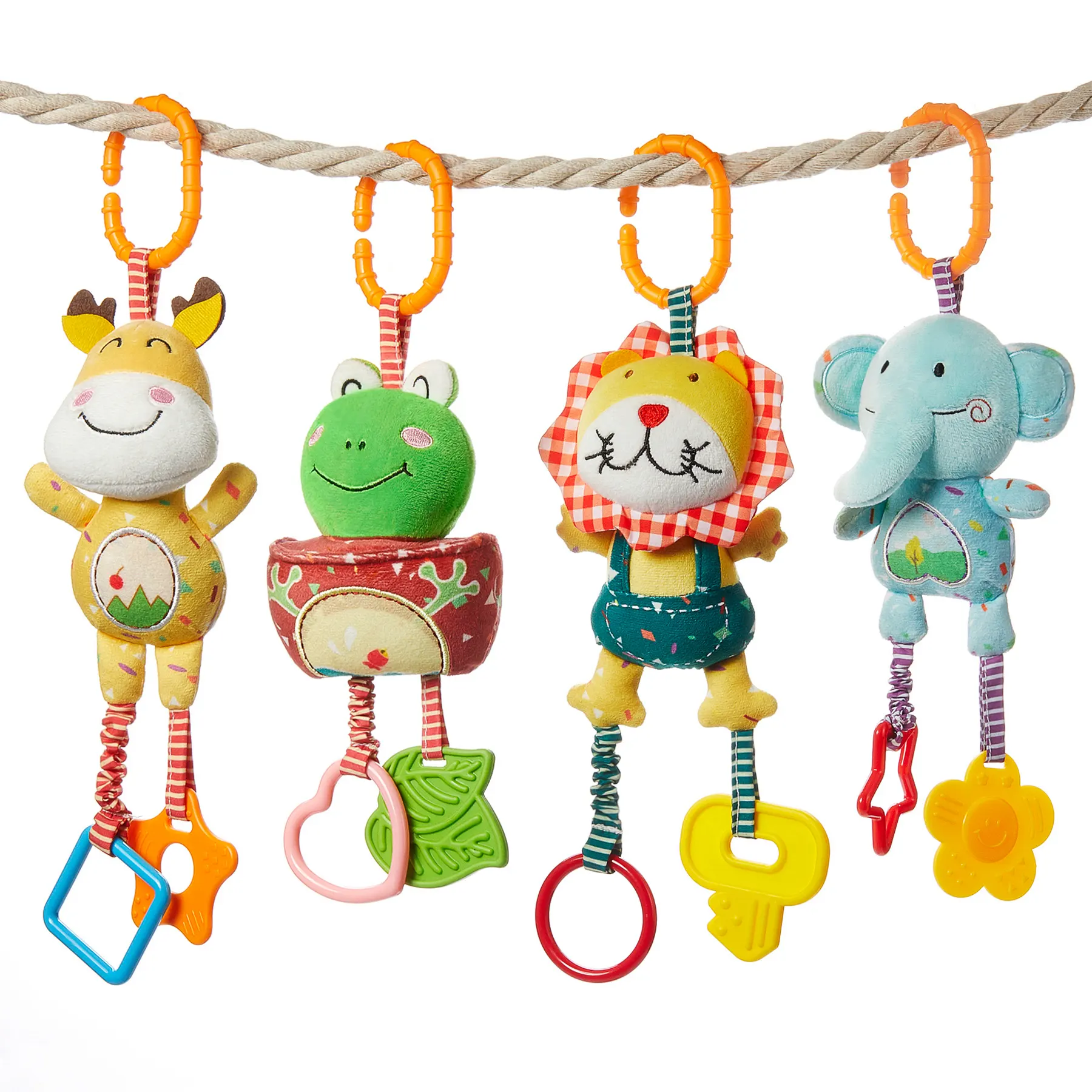 Tumama Colorful Soft Infant Rattle and Teether Toy Plush Animal Bed Hanging Baby Rattles Toy