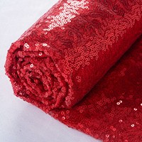 Tissu en maille brodée de paillettes rouges de 3 mm, extensible, en polyester, pour robe de mariée
