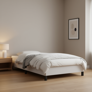 Letto Imbottito Bianco D0100HXNLFJ Design Minimalista Rivestimento in Tessuto Struttura in Legno Arredamento Camera da Letto - Product Image 2