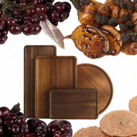 Assiette de service jetable en bois d'acacia motif dessin animé, avec logo personnalisé gravé, pour cuisine, hôtel, fête