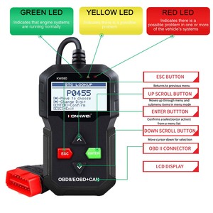 Hệ thống động cơ tự động máy quét chẩn đoán OBD2 EOBD konnwei kw590 đọc và xóa mã lỗi động cơ - Product Image 4