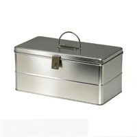 Boîte de rangement en métal JH, grande taille, avec poignée, boîte en métal rectangulaire