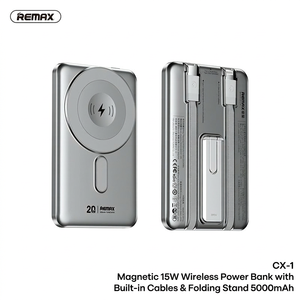 พาวเวอร์แบงค์แม่เหล็กไร้สาย <span class=keywords><strong>Remax</strong></span> รุ่นปี 2026 ความจุ 10000mAh/5000mAh รองรับการชาร์จเร็ว PD 20W พร้อมสายชาร์จคู่ในตัว ที่ชาร์จนาฬิกา และขาตั้งพับได้ - Product Image 4