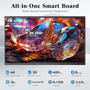 <span class=keywords><strong>Tableau</strong></span> blanc <span class=keywords><strong>interactif</strong></span> intelligent 55'' 4K UHD avec écran tactile, Android 8+128 Go, sans fil, pour salle de classe, maison, bureau, studio - Product Image 3