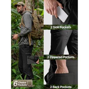 Pantalon de randonnée pour homme, léger, extensible, en nylon imperméable, séchage rapide, pour voyages en plein air, pêche, anti-UV, coupe classique - Product Image 5