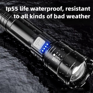 2026 Outdoor Tactical Torch <b>Flashlight</b> Powerful <b>LED</b> USB Rechargeable Camping Light with ABS Body Waterproof - Product Image 4
