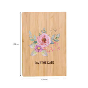 Carte d'invitation de mariage personnalisée en gros avec couverture en bambou, impression UV, motif floral, <span class=keywords><strong>save</strong></span> <span class=keywords><strong>the</strong></span> <span class=keywords><strong>date</strong></span> - Product Image 2