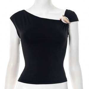 Hauts Courts Décontractés pour Femme, Sexy, Épaules Dénudées, Dos Nu, Couleur Unie et Design Asymétrique Tendance - Product Image 3