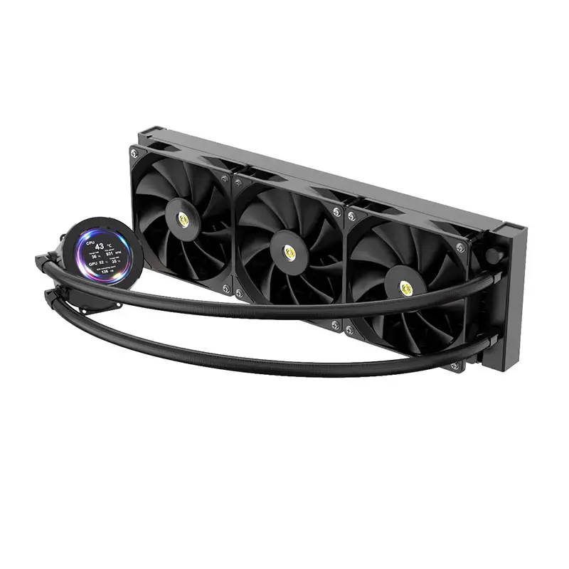 Stock de refroidisseur liquide de processeur 360mm refroidissement par eau PC radiateur argb case fan écran LCD avec affichage de la température