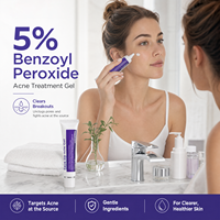 Crema para el Acné con Peróxido de Benzoilo al 5% de Fábrica, Tubo de 45g, Marca Privada OEM, Gel para el Cuidado Facial Anti-Espinillas y Eliminación de Manchas para Piel Grasa con Acné