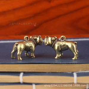 Collana Dingtong in ottone con ciondolo a forma di bulldog francese (cane dello zodiaco) per uomo e donna, piccolo accessorio portatile, portachiavi per <span class=keywords><strong>auto</strong></span> - Product Image 2