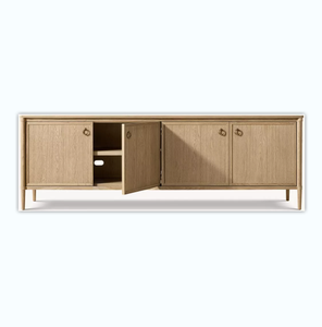 Meuble TV de salon en bois massif de style américain avec console de contrôle multimédia et rangement - Product Image 5