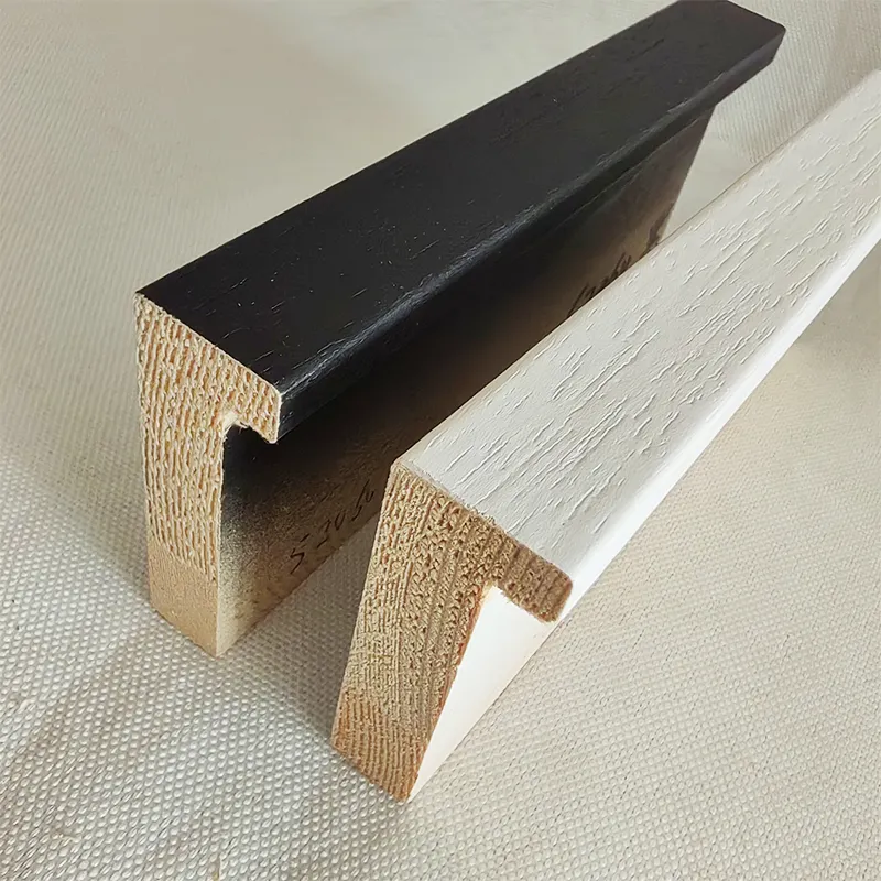 Yiwu factory 30x50 veneer matt black white wood picture frame Moulding eco-friendly Gallery L shape Canvas Frame molds