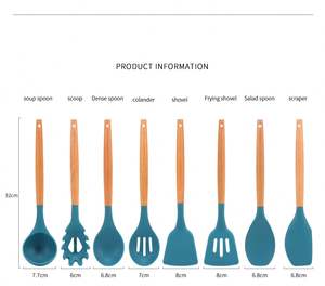 Lot de 12 spatules et ustensiles de cuisine en silicone avec manche en bois pour pâtisserie et cuisson - Product Image 3