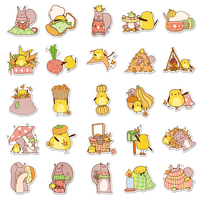 Lot de 50 autocollants de dessin animé thérapeutiques sur le thème de la forêt d'automne, collection animale, pour coques de téléphone, ordinateurs et tablettes