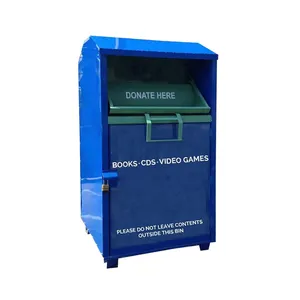 #1004 Large Volume Clothes Donation Drop Off Recycle Bin Box Galvanized Steel Print Custom Logo OEM & ODM Are Welcome
