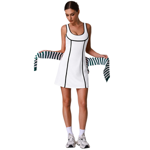 Vestido Deportivo Transpirable para Mujer <span class=keywords><strong>Venka</strong></span> JS235, de Secado Rápido, con Contraste de Color, Antiexposición, Cuello en U, con Relleno en el Pecho, para Voleibol y Yoga - Product Image 5