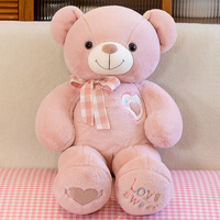 Grand ours en peluche rose personnalisé avec cadeau d'amour pour petite amie, animaux en peluche, jouets en peluche, cadeau de Saint-Valentin