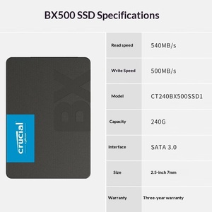 En stock – Vente en gros : <span class=keywords><strong>SSD</strong></span> SATA <span class=keywords><strong>Crucial</strong></span> <span class=keywords><strong>BX500</strong></span> 240 Go, disque dur interne haute vitesse pour ordinateur portable et de bureau – Approvisionnement en gros - Product Image 5