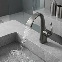 Robinet de lavabo contemporain gris anthracite à déclenchement tactile, à poser sur le comptoir, en laiton, pour projets hôteliers et d'appartements