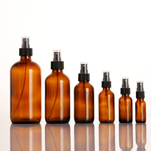 4oz Amber Boston Botellas de vidrio redondas 8oz Botellas de color marrón oscuro Embalaje Botella de spray para aceite corporal - Product Image 4