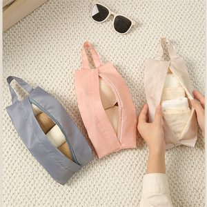 Bolsa de almacenamiento de ropa interior para viaje, organizador de ropa portátil rectangular para viaje, color beige, rosa, gris, azul - Product Image 4