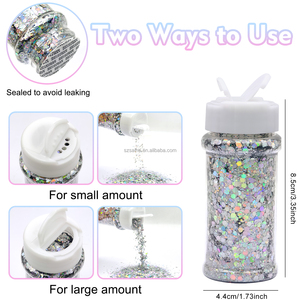 4 couleurs, 57g/2oz, paillettes holographiques argentées pour paillettes de sirène, pour l'artisanat, la résine, l'art des ongles <span class=keywords><strong>et</strong></span> la peinture décorative DIY - Product Image 3