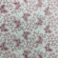 Tissu en maille rose papillon très tendance, orné de paillettes et de broderies perlées, 100 % polyester, pour tenues de cérémonie femmes et filles