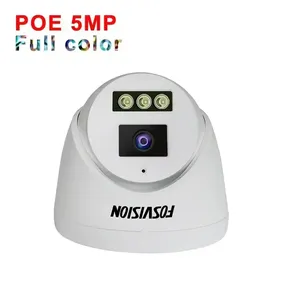 Fovison Hot vendas 5MP Ip Poe Full Color Night Vision Camera Vigilância interior Câmera Dome Cctv 265 NVR câmera de rede