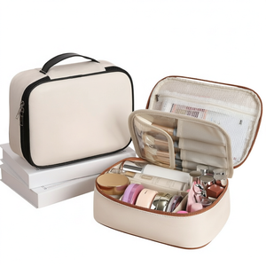 Estuche Organizador <span class=keywords><strong>de</strong></span> <span class=keywords><strong>Maquillaje</strong></span> <span class=keywords><strong>con</strong></span> Logotipo Personalizado, Bolsa <span class=keywords><strong>de</strong></span> Cosméticos <span class=keywords><strong>de</strong></span> Viaje 3 en 1 <span class=keywords><strong>con</strong></span> Tabla para Brochas Extraíble, Estuche para Brochas <span class=keywords><strong>de</strong></span> <span class=keywords><strong>Maquillaje</strong></span> para Mujer - Product Image 1