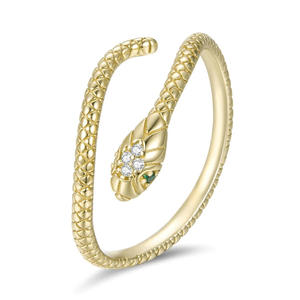 Anello a Serpente Q381 in Oro Massiccio 18K con Diamanti Taglio Brillante Rotondo e Incastonatura a Pavé, Gioiello Unisex per Uso Quotidiano - Product Image 1