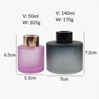 Diffuseur de parfum à bâtonnets, bouteille ronde en verre givré blanc brillant 50ml/140ml, finition mate, couvercle complet, accent décoratif