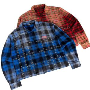 Benutzer definierte Herren Shacket Langarm <span class=keywords><strong>Shirt</strong></span> Flanell <span class=keywords><strong>Plaid</strong></span> Check Design Baumwolle Casual Shirts - Product Image 3