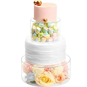 花の結婚披露宴の装飾のための丸いアクリル充填可能なケーキピラースタンドライザーディスプレイ