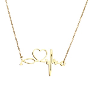 Collier court plaqué or avec électrocardiogramme et battement de cœur en acier inoxydable et titane 2026 – Cadeau idéal pour infirmières à Noël - Product Image 1