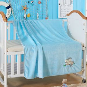 100% Polyester Customization logo Branded Solid Color Plain Dyed Coral Flannel Polar Fleece Blankets <b>Embroidered</b> logo - Product Image 5